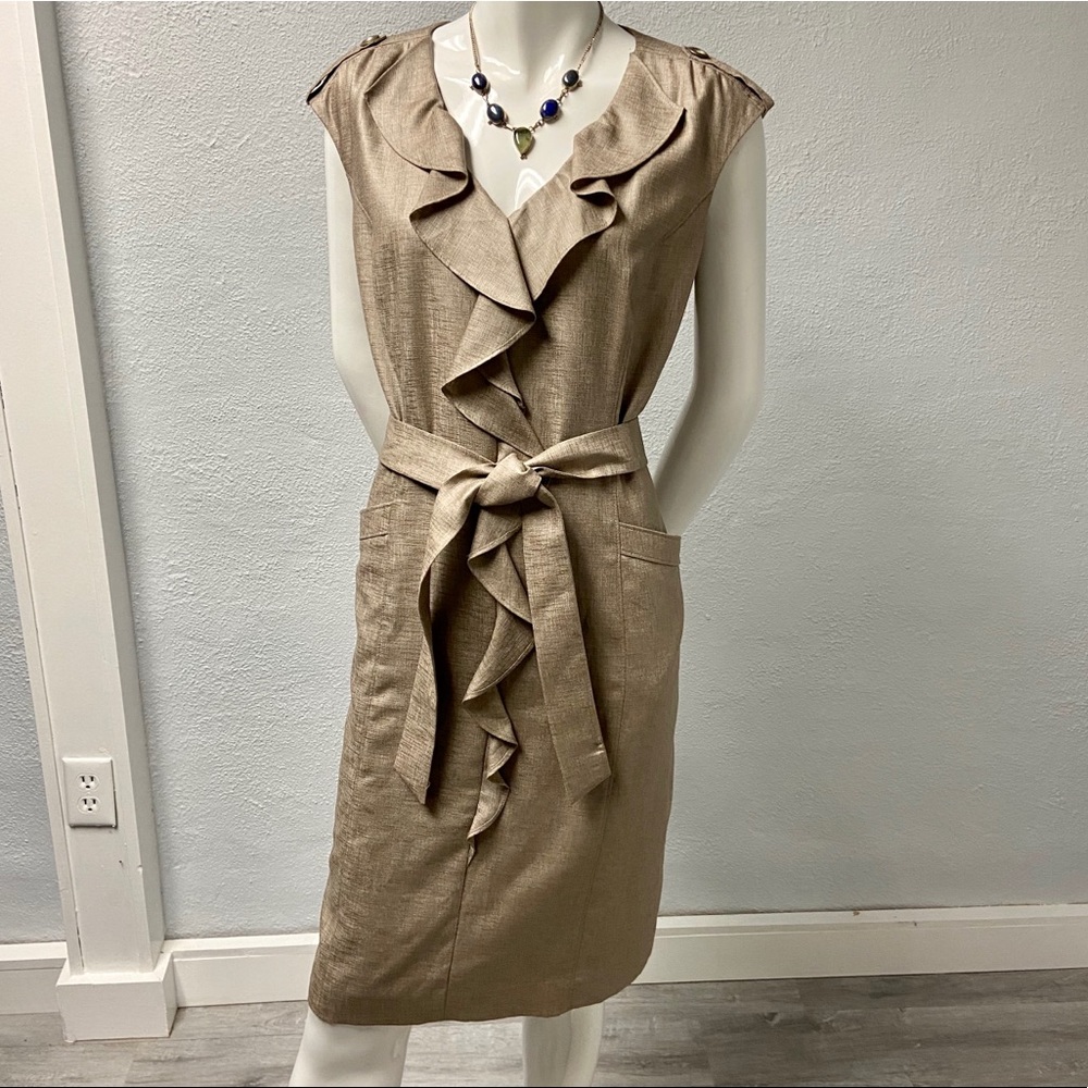 *SOLD* Classiques Entier Ruffle Front Belted Dress - Picture 1 of 14